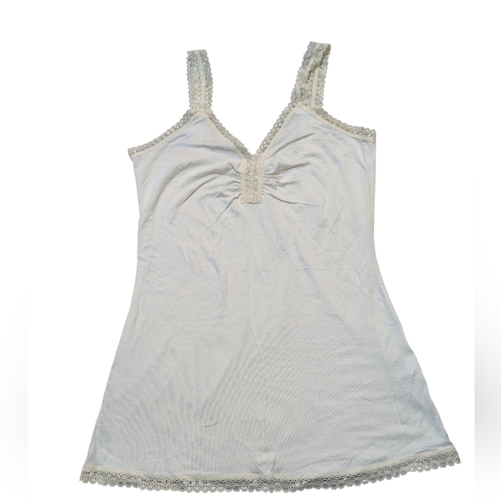 Y2K Banana Republic Lace Sleeveless Cami Tank Top Small Cream Ivory